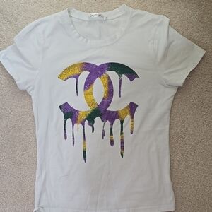 White T-Shirt with Dripping Logo Design